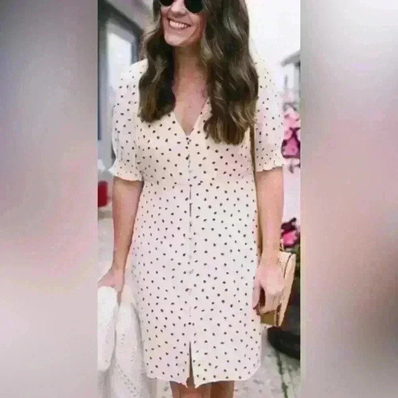 Madewell Silk Clover milk maid style button-front dress in Fresh Strawberries; 2 - Picture 1 of 10